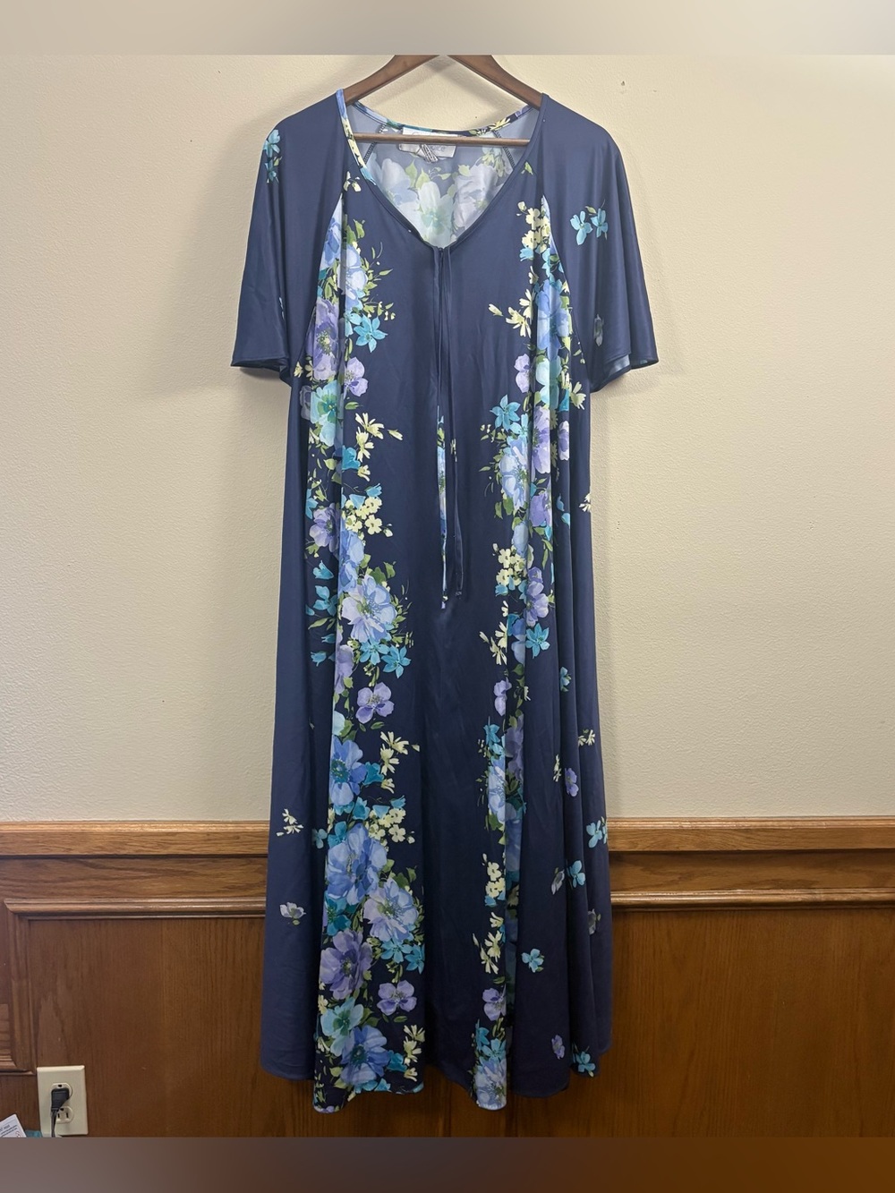 Vintage Comfort Choice blue purple zip front house dress lounger size 2X casual
